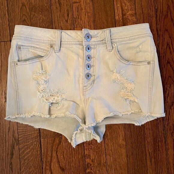 *GUESS* Sz 26/2 Buttonfly Distressed Jean Shorts - Picture 1 of 14